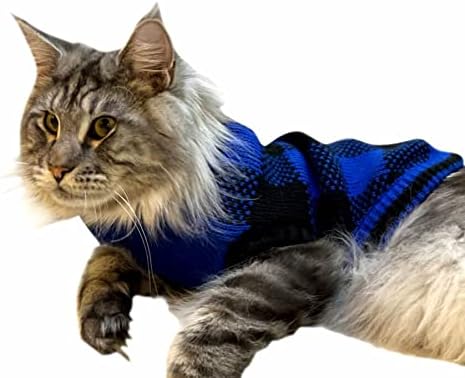 Nothers Blue Black Plaid malha de Natal Festo Festivo Turtleneck Sweater Pet for Puppy Small Dogs Cat Sweaters, X-Small