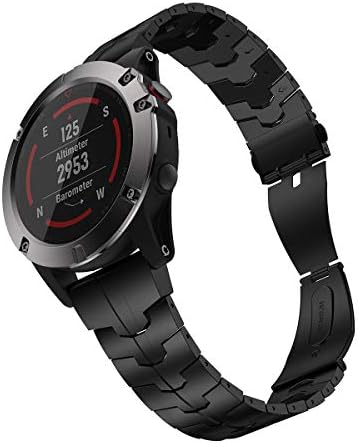 LDFAS Fenix ​​7x/5x/6x Band, 26mm Titanium Metal Metal Quick Fit Watch Strap com versão de durabilidade aprimorada compatível com Garmin Fenix ​​7x/5x Plus/6x Pro/Descent Mk2 Bands, DLC- Black