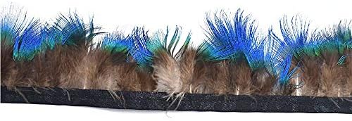 Ttndstore natural raro pavão azul peça de penas de fita largura de acabamento 5-6cmdiy Feather para artesanato/saia/vestido de