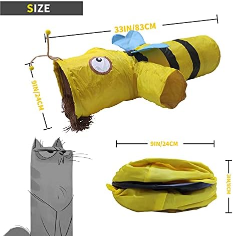 Túneis de gatos everbrit para gatos internos, colapso do tubo de gato de gato de estimação, casa dobrável, brinquedo de gato interativo, exercício, caça e brincadeira, design interessante de abelhas.