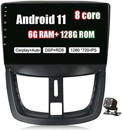9 polegadas Android 11 Unidade de cabeça de autoradio para Peugeot 207 2006-2015 2 DIN Multimedia Player Suporte WiFi Bluetooth USB DSP CarPlay Dab+ FM RDS Radio com câmera traseira