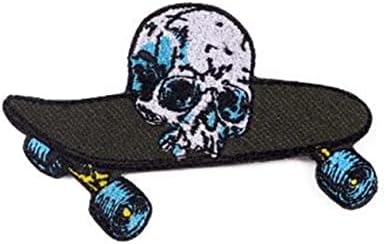 Skull Skateboard bordar ferro bordado em remendos em roupas punk skull retancos em roupas jeans Roupas Skate Borderyer
