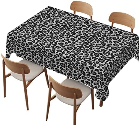 Padrão de leopardo da neve Tocha de mesa de 52x70 polegadas, roupas de mesa de retângulo para mesas de 4 pés-capa de mesa