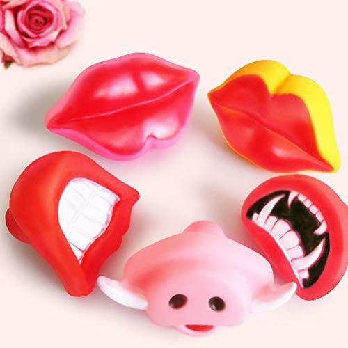 ABOOFAN CHEW Toy 2pcs Chew Toys Silicone Vocal Fangs Bite dente Dente Red Lips Lips Halloween Cosplay Favores Favors