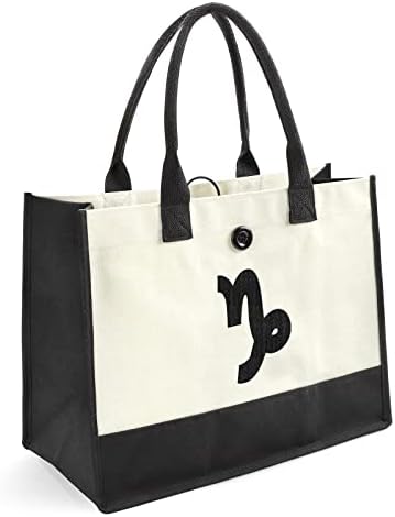 Bolsa de Tote de Canvas Yoofan - Saco personalizado de 12 signos do zodíaco, presente de aniversário para mulheres, aniversário, chuveiro de noiva, casamento, mãe e filha, Capricórnio