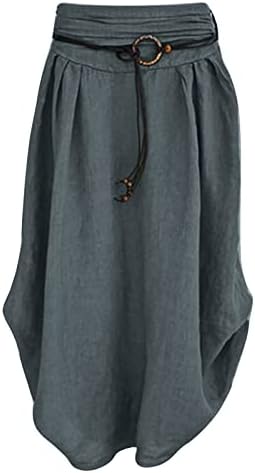 Mulher DeLarsy Fall Salia de verão Linen Cotton Basic Casual Long Skirt For Women 2022 Trendy A3