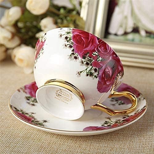 canecas fofas, xícara de chá vermelha da tarde em cerâmica e pires de copo de café porcelana de ossos e bandeja de porcelana