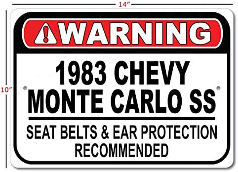 1983 83 Chevy Monte Carlo SS Celro de segurança Recomendado Sinal rápido do carro, sinal de garagem de metal, decoração de parede, sinal do carro GM - 10x14 polegadas