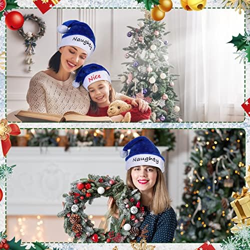 4 peças chapéu de natal para adulto travesso e bom chapéu de santa luxuoso chapéu de natal para a festa de ano novo de Natal de Natal