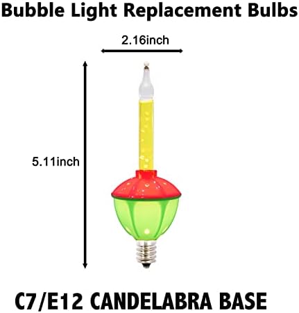 Lâmpadas de substituição de bolhas de Natal, 4 lâmpadas de lâmpadas de bolha multicoloras vintage de bolhas vintage para decorações