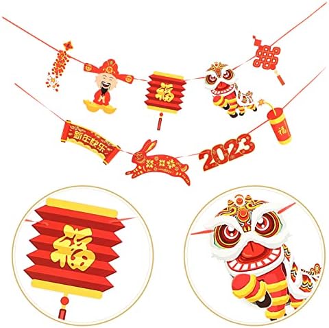 Decorações chinesas aboofan decoração de ano novo chinês 2pcs comemorando a bandeira do ano novo chinês pendurado bandeira