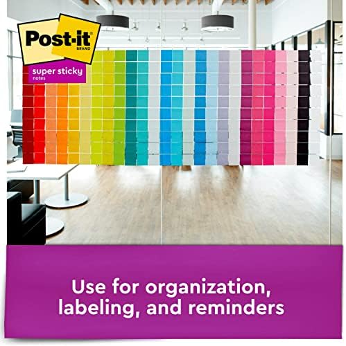 Post-it Super Sticky Notes, 3x3 in, 5 pads, 2x o poder de aderência, íris roxa, reciclável