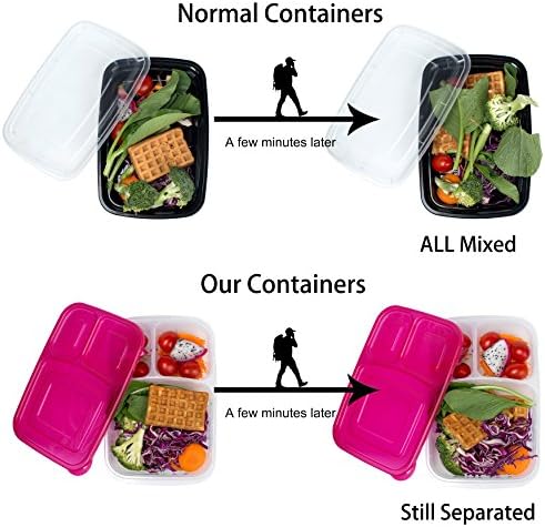 Recipientes de preparação para refeições Doura 3 Compartimento de armazenamento de alimentos Plástico reutilizável Bento