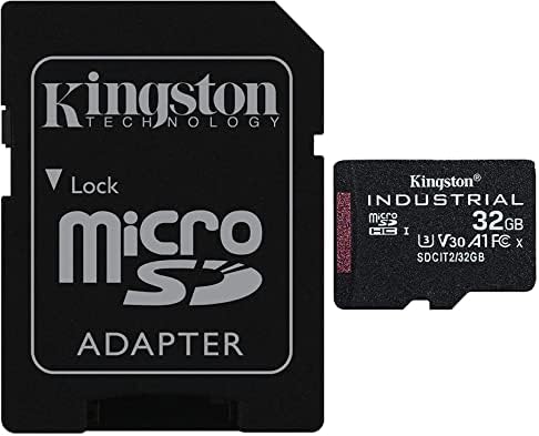 Cartão de memória de temperatura industrial do Kingston MicroSD 32GB com adaptador UHS-I U3 Classe 10 Grade Industrial SDHC 100MB/S Pacote com tudo, exceto Stromboli Micro & SD Card Reader
