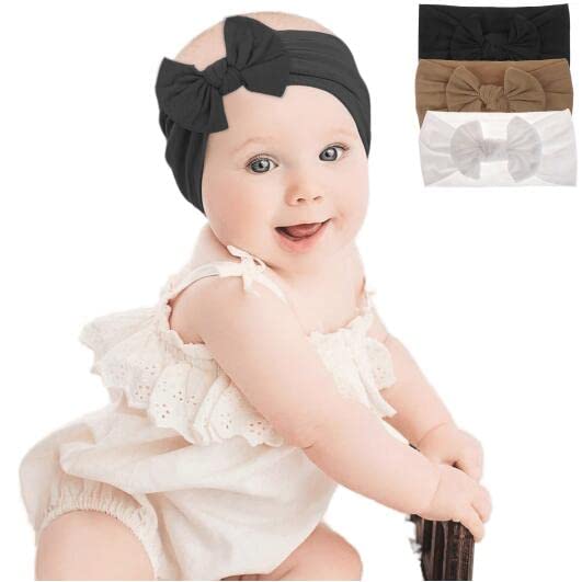 Nocihah 3pcs Baby Bandas de cabeceira elástica de cabelos elásticos envoltem arcos de cabelo macios para meninas recém -nascidas
