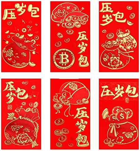 Envelopes vermelhos de ano novo chinês Conjunto de 6 o ano do Tiger Lucky Pocket Gifts for Spring Festival 2022 Festa de