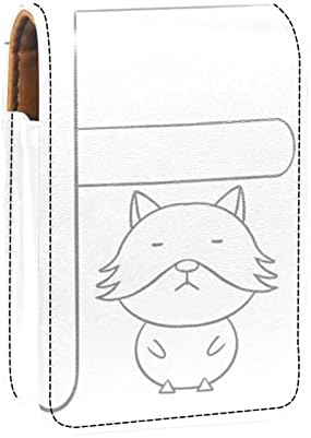 Caixa de batom Oryuekan com espelho bolsa de maquiagem portátil fofa bolsa cosmética, letra minimalista de animais F e Fox