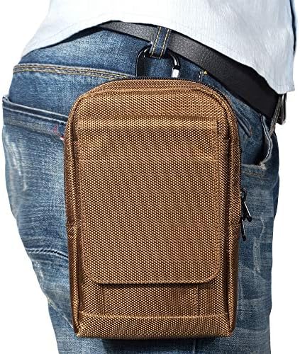 Caixa de bolsa de cinto de nylon de coldre de couro, capa de coldre de nylon de telefone celular universal com tampa de clipe