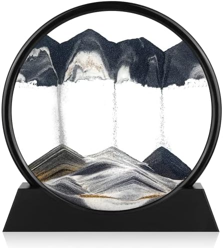 MOVIMENTO DE ARTE ARTE - Decoração de pintura de areia movediça em 3D - vidro redondo 3d Deep Sea Sandscape - Relaxing Home Decoration