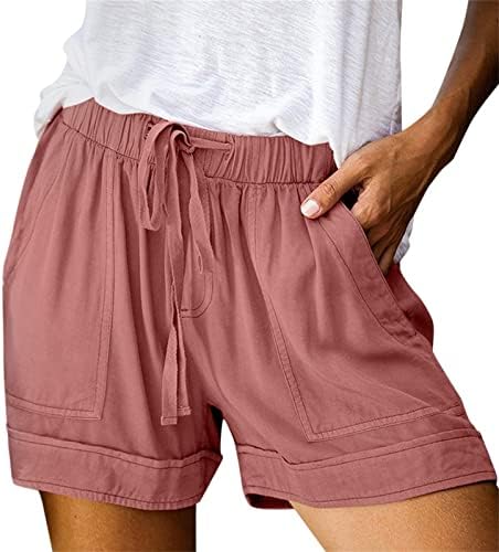 Shorts femininos de gdjgta algodão de altura de altura e elástica plissada shorts fofos de praia shorts casuais fluidos