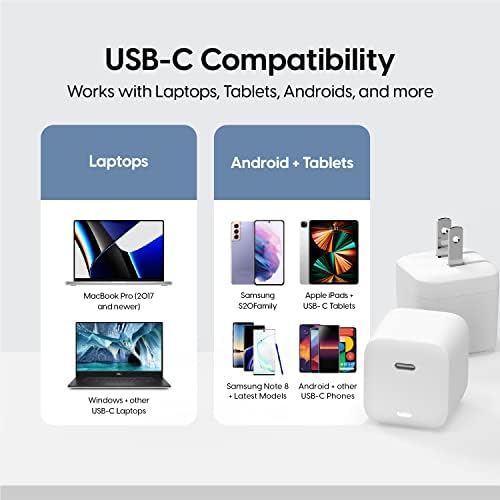 Talk Works Carregador de parede USB -C para laptop MacBook - Cubo de carregador de parede rápido de 30W com cabo de carregamento