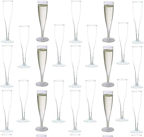 Oojami 30 plástico clássico de champanhe flautas descartáveis ​​para festas copos de plástico festas de casamento brindando coquetéis em massa pacote de festas em massa