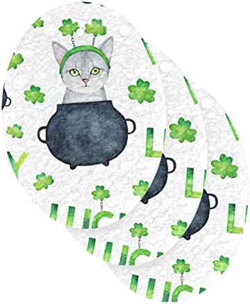 Alaza Kitten Cat Kitten Shamrocks Leaf St Patrick Esponja Natural Esponja Esponjas de Cellulose para Pratos Lavando banheiros e limpeza