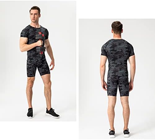 Wragcfm 3 pacote de compressão masculina atlética de manga curta camisetas ， treino cool seco de camisetas esportivas