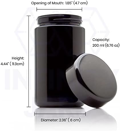 Jarros infinitos de 200 ml de alta altura de parafuso de vidro ultravioleta preto jarra