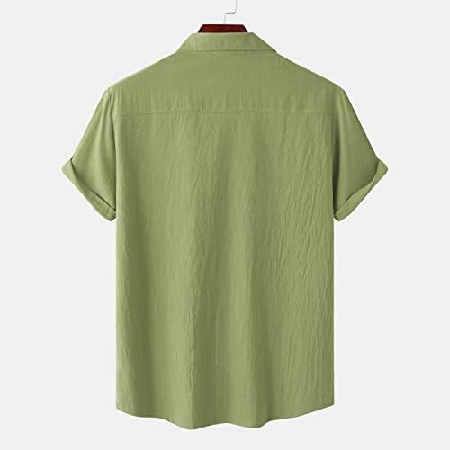 Camisa de verão de linho de algodão Narhbrg para masculas camisetas camisetas curtas de manga curta Cirtas de praia de colarinho