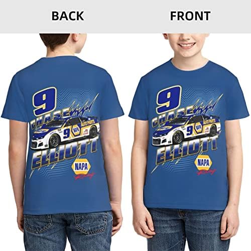 ASFRSH CHASE ELLIOTT 9 camisa para menina adolescente e garoto impressão de manga curta Tee Athletic Classic Shirt Crewneck T-shirt