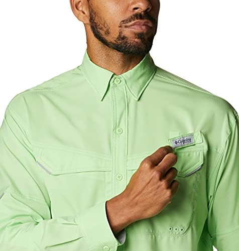 Camisa de manga longa e de manga longa da Baixa Drag de Columbia, UPF 40 Proteção, tecido de wicking de umidade, brilho de limão,