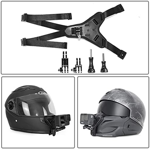 Montagem de queixo do capacete de motocicleta para suporte para capacete da câmera GoPro com extensão do braço giratório compatível com as câmeras de ação da GoPro Hero DJI - Black