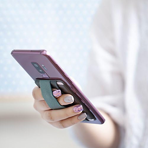 Sinjimoru Phone Grip Credit Holder com retalho, carteira segura como capa do cartão de identificação de adesivo com cinta de dedo para iPhone. Bolsa Sinji Black B preto.