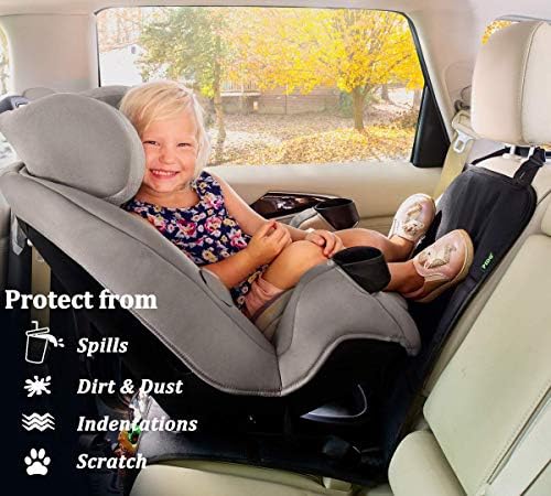 Protetor de assento de carro, 2 pacote de protetores de assento automático para assento infantil com estofamento grosso, tapete de tampa do assento para baixo para proteger os assentos de couro, preto