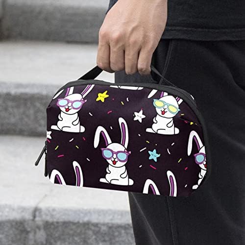 Bolsa de bolsas portáteis de organizadores eletrônicos engraçados copos de coelho estrelado Padrão Viagem Saco de armazenamento