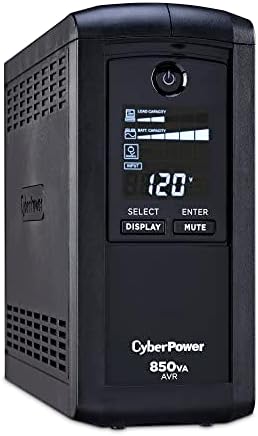 CyberPower CP850AVRLCD Intelligent LCD UPS System, 850VA/510W, 9 pontos de venda, AVR, Mini-Tower