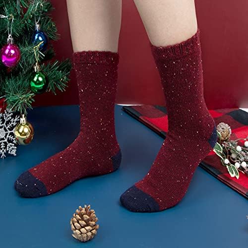 Loritta 5 pares de meias de lã para mulheres presentes inverno quente malha grossa cabine aconchegante meias
