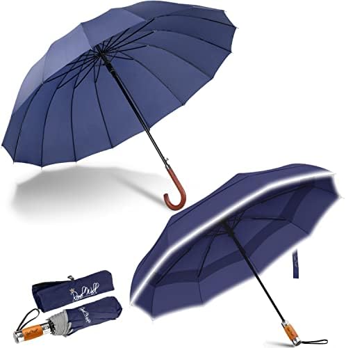 Royal Walk grande guarda -chuva + guarda -chuva dobrável à prova de vento ventilada