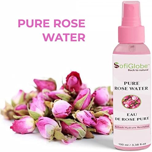 Água de rosas orgânicas para rosto e cabelo. Rose Damascena de Marrocos, pura. Acalma, tons, limpa, refresca