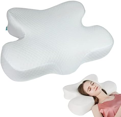 Almofado cervical SKG, travesseiro de espuma de memória para dor no pescoço, pescoço ergonômico contornado e travesseiro de