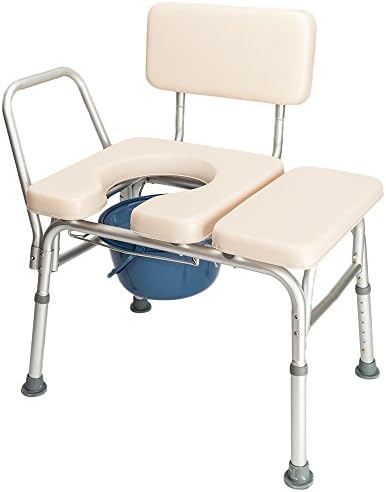 Winado 2 em 1 1 Transferência Cadeira de vaso sanitário com banheiro com assento acolchoado e backrest e braço, cadeira