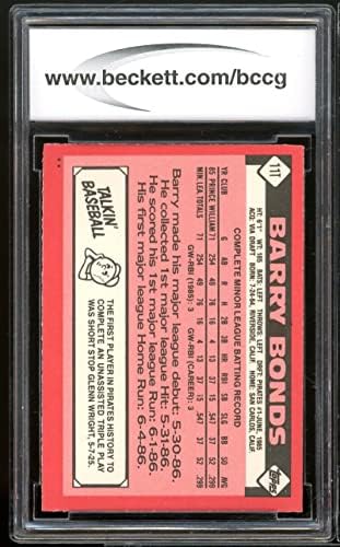 1986 Topps negociado #11t Barry Bonds ROOKIE CARD BGS BCCG 10 MINT+