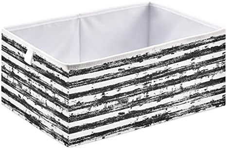 Organizador de cubos de armazenamento dobrável de Alaza, Grunge Stripe Black and White Storage Armazy Closet Shelf Organizer com alças para o escritório em casa
