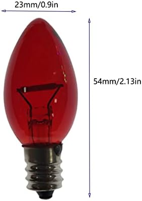 Iluminação LXCOM C7 Red Led Christmas Substituição Bulbo 1W LED vintage Filamento Edison Bulbos E12 Candelabra Base Decorativa Pátio Luzes de cordas para lâmpadas ao ar livre, 25 pacote