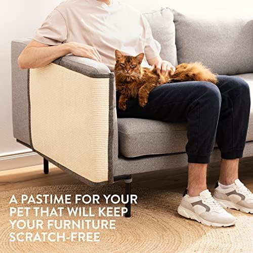Navaris Cat Scratch Mat Sofá Protetor - Protetor de mobília de sisal natural almofada de arranhões para gatos - tapete de arranhões para sofá, sofá, cadeira