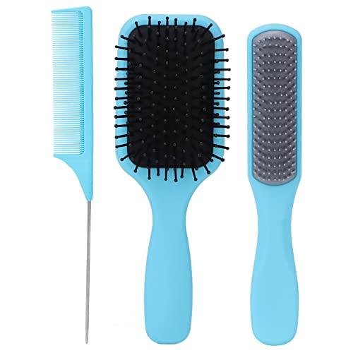 Conjunto de escovas de cabelo, escova de cabelos resistentes a aço inoxidável 3pcs Resistência ao calor de alta resistência