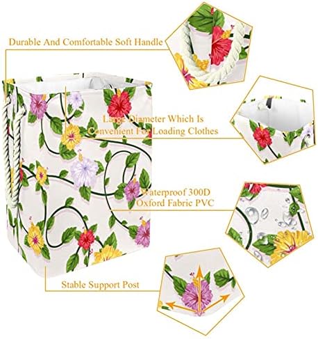 Colorido cesto de lavanderia floral cesto de lavanderia cesto de organizador retangular para adultos unissex adultos,