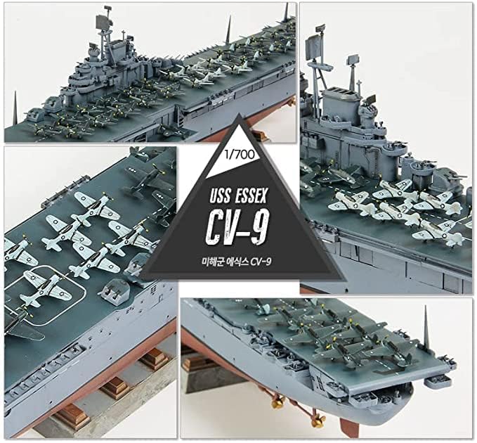 Kit de modelo de plástico hobby da academia 1/700 USS Essex CV-9