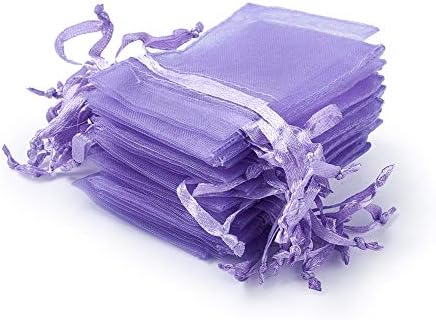 Fashewelry 100pcs Bags de organza pura 2,75x1.96x0,07 polegadas Purple Castring Sacos de Bolsas de Jóias para Festas de Jóias para Festas de Natal